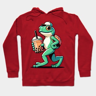 Funny frog with bubble tea Hoodie